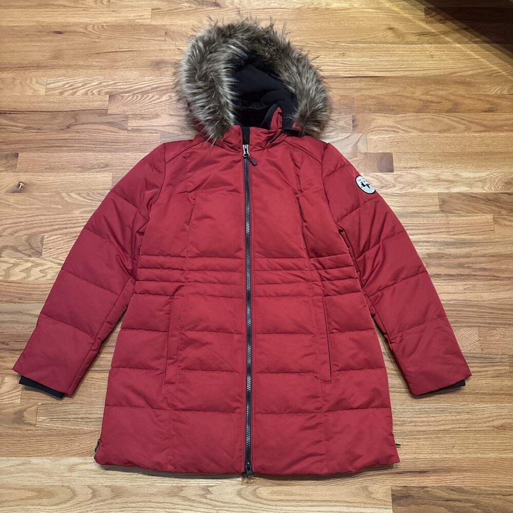 Arctic Expedition Quilted Zip Front Down Coat w/Hood CHILI PEPPER RED Size Med